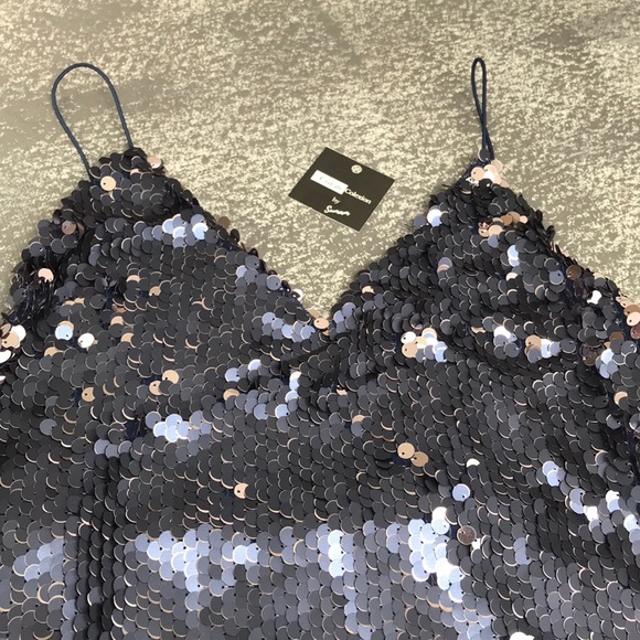 Blue and Rose gold sequined Dress - Picture 2 of 8